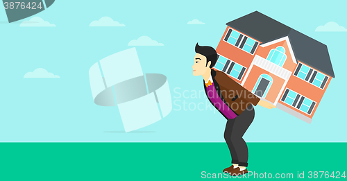 Image of Man carrying house.