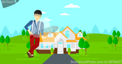 Image of Real estate agent offering house.