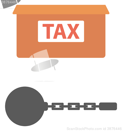 Image of Box for taxes and chain with ball