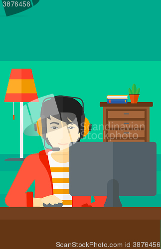 Image of Man playing video game.