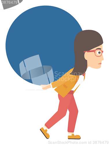 Image of Woman carrying big ball.