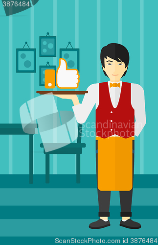 Image of Waiter with like button.