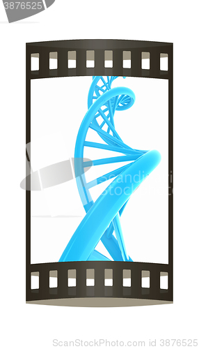 Image of DNA structure model on white. The film strip