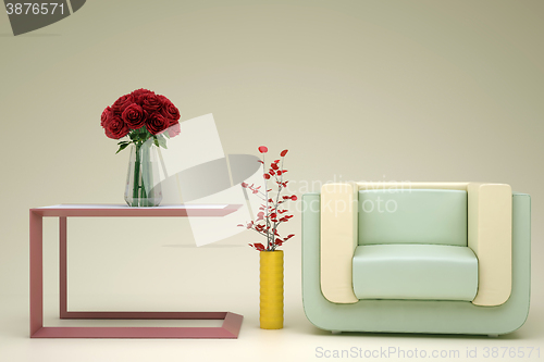 Image of beige green armchair