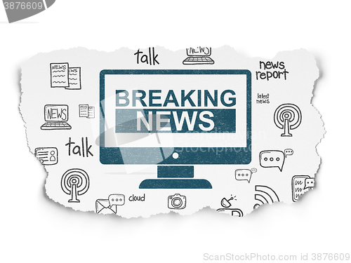 Image of News concept: Breaking News On Screen on Torn Paper background