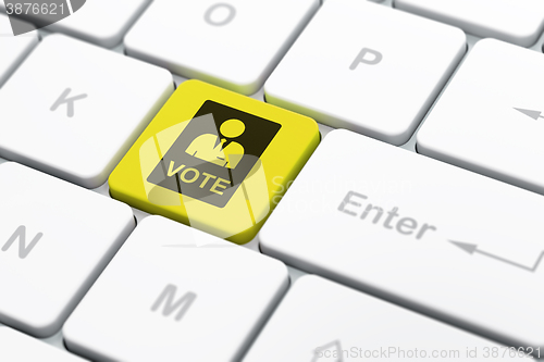 Image of Politics concept: Ballot on computer keyboard background