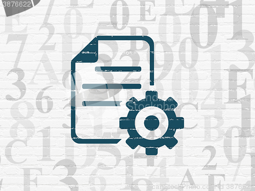 Image of Programming concept: Gear on wall background