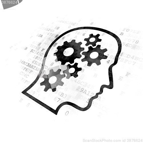 Image of Business concept: Head With Gears on Digital background