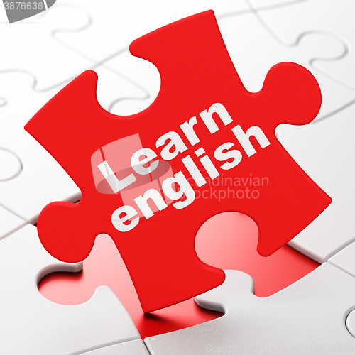 Image of Studying concept: Learn English on puzzle background