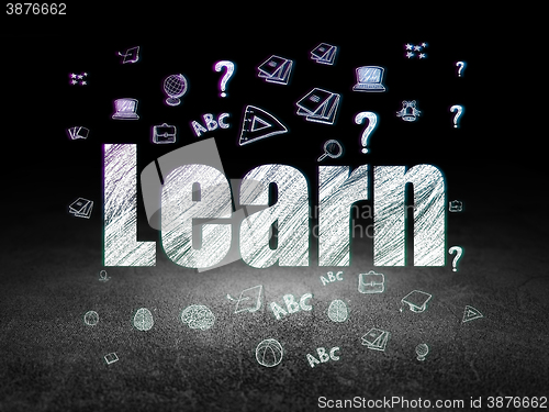 Image of Education concept: Learn in grunge dark room