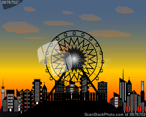 Image of The ferris wheel in the evening time