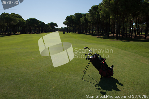 Image of golf bag on course