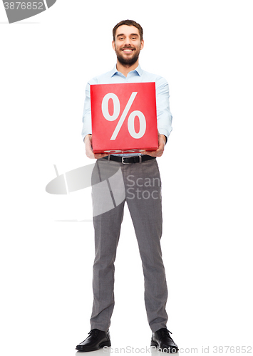 Image of smiling man with red shopping bag