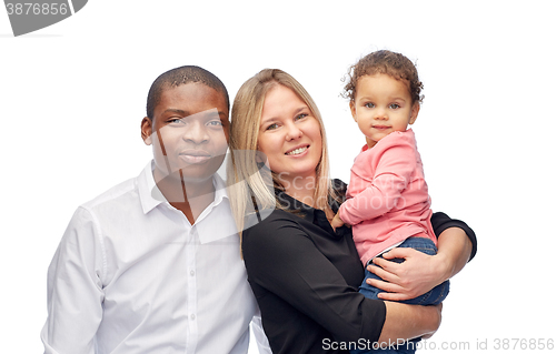 Image of happy multiracial family with little child