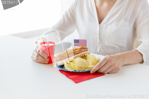 Image of woman celebrating american independence day