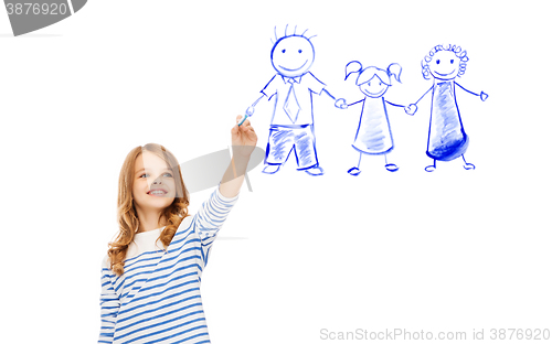 Image of girl drawing family in the air