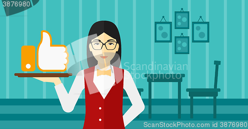 Image of Waitress with like button.
