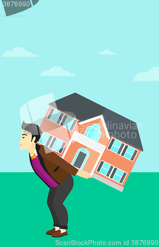 Image of Man carrying house.