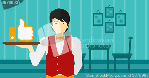 Image of Waiter with like button.