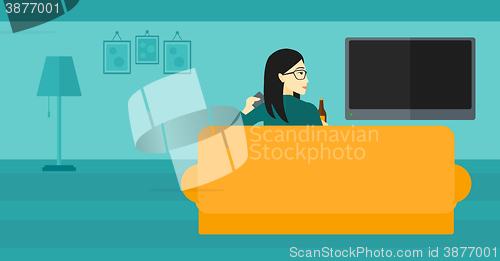 Image of Woman watching TV.