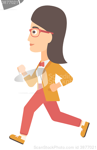 Image of Business woman running