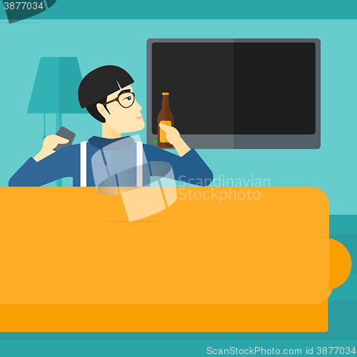 Image of Man watching TV.