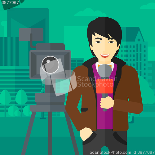 Image of TV reporter working.