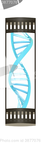 Image of DNA structure model on white. The film strip