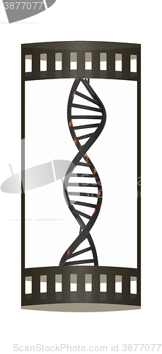 Image of DNA structure model on white. The film strip