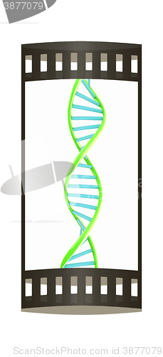 Image of DNA structure model on white. The film strip