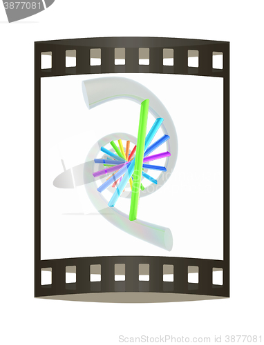 Image of DNA structure model on white. The film strip