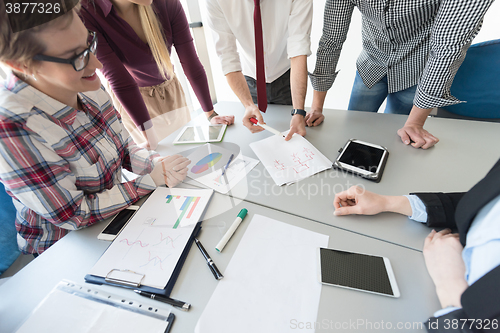 Image of top  view of business people group brainstorming on meeting