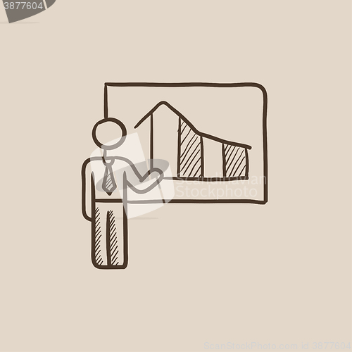 Image of Businessman with infographic sketch icon.