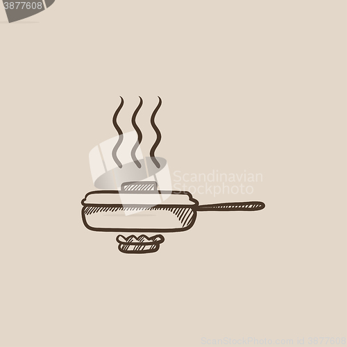 Image of Frying pan with cover sketch icon.