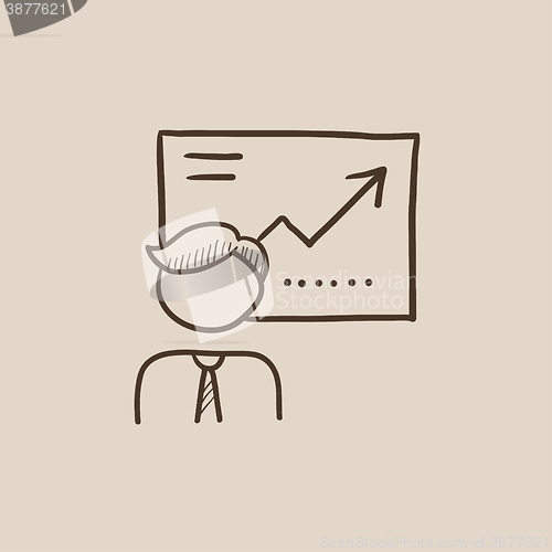 Image of Businessman with infographic sketch icon.