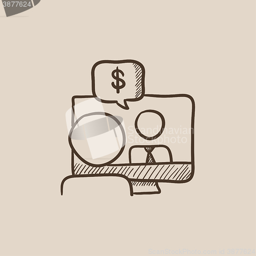 Image of Business video negotiations sketch icon.