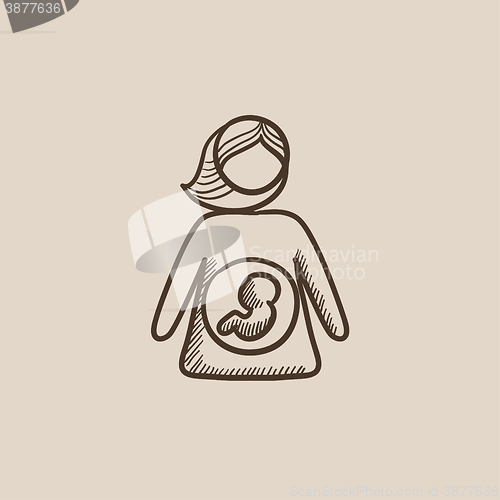 Image of Baby fetus in mother womb sketch icon.