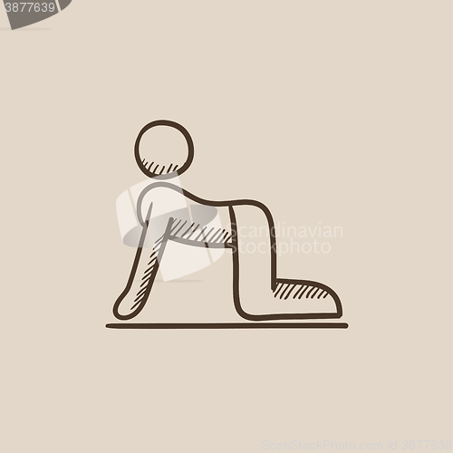 Image of Man practicing yoga sketch icon.