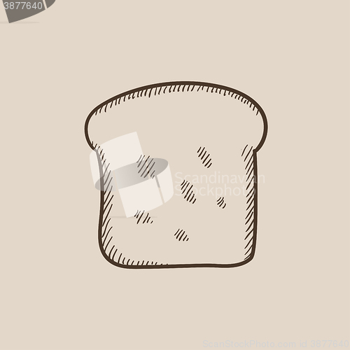 Image of Single slice of bread sketch icon.