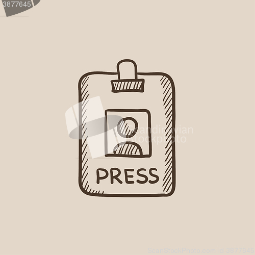 Image of Press pass ID card sketch icon.