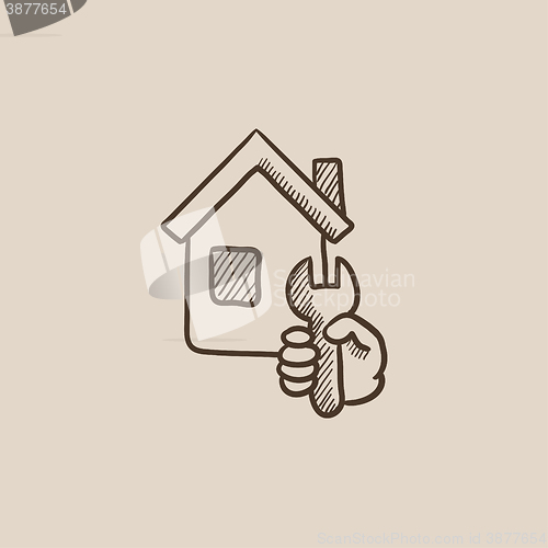 Image of House repair sketch icon.