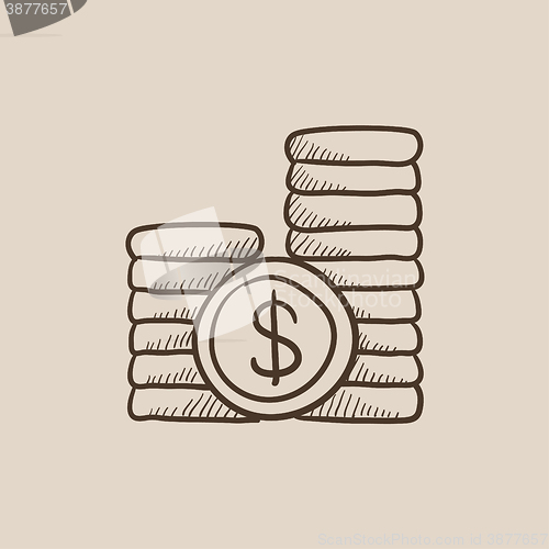 Image of Dollar coins sketch icon.