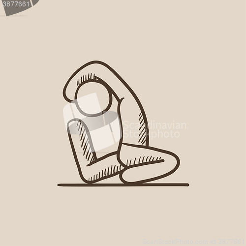 Image of Man practicing yoga sketch icon.