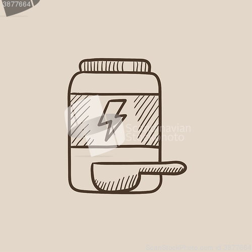 Image of Sport nutrition container sketch icon.