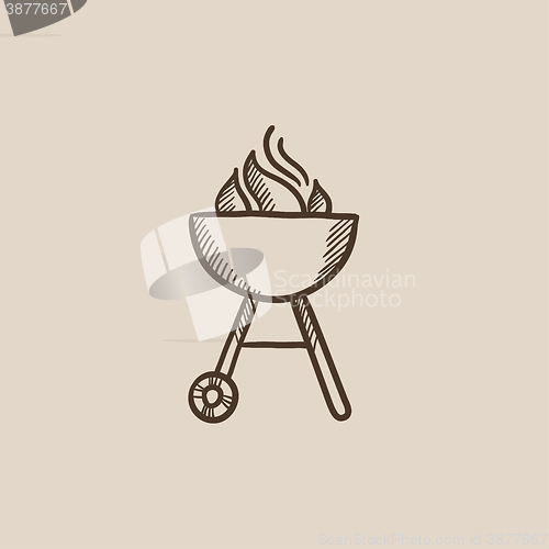 Image of Kettle barbecue grill sketch icon.