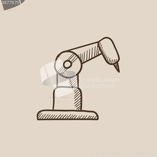 Image of Industrial mechanical robot arm sketch icon.