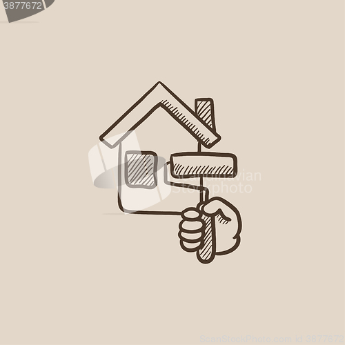 Image of House painting sketch icon.