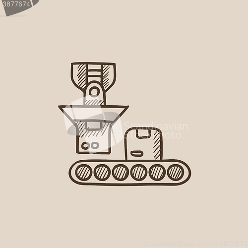 Image of Robotic packaging sketch icon.