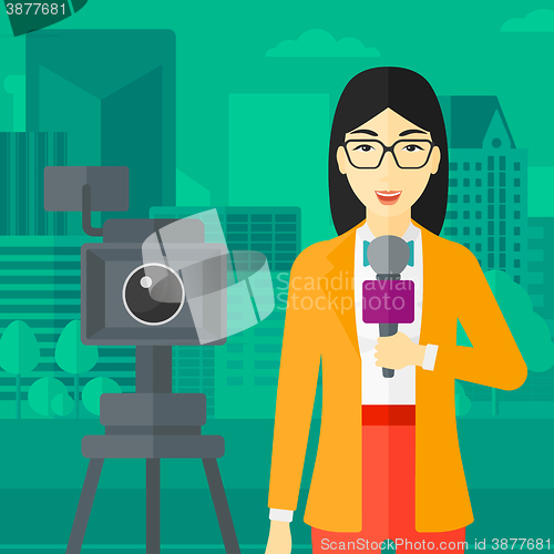 Image of TV reporter working.