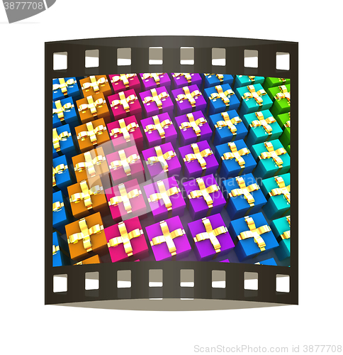 Image of gifts box. The film strip